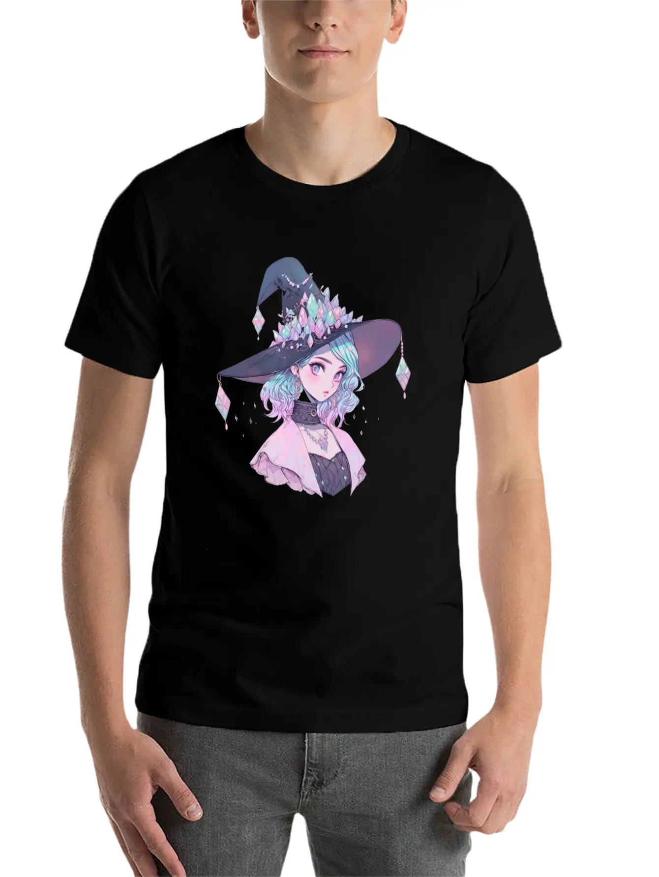Pastel Goth Cute Crystal Witch Unisex Short Sleeve Soft Cotton T-Shirt – Casual Everyday Wear