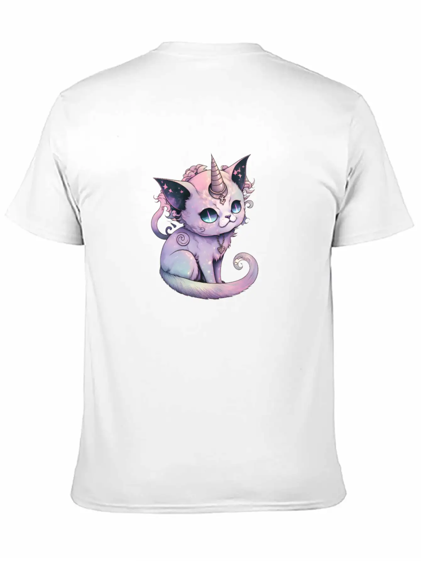 Pastel Goth Demon Caticorn Illustration Stylish Everyday T-Shirt – Unisex Basic Cotton Tee