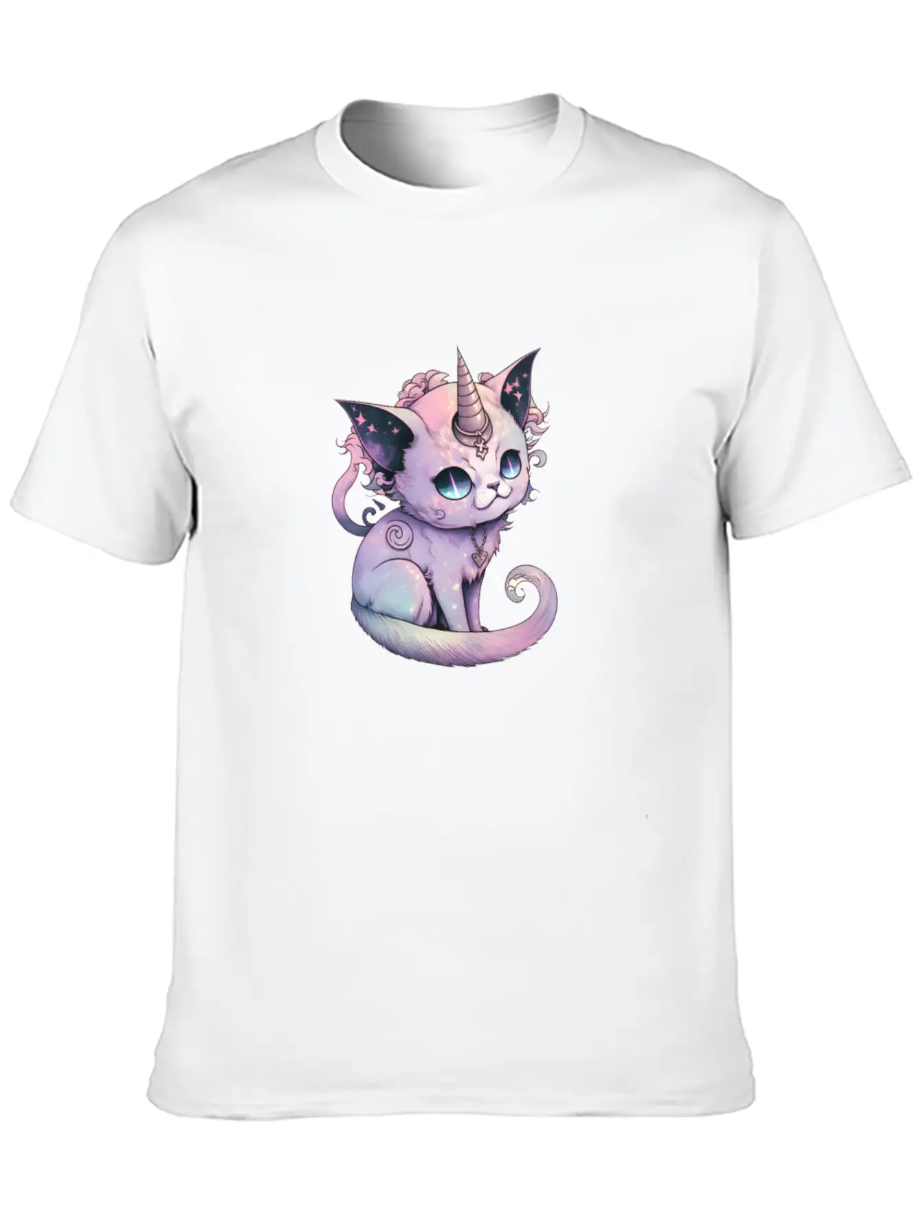 Pastel Goth Demon Caticorn Illustration Stylish Everyday T-Shirt – Unisex Basic Cotton Tee