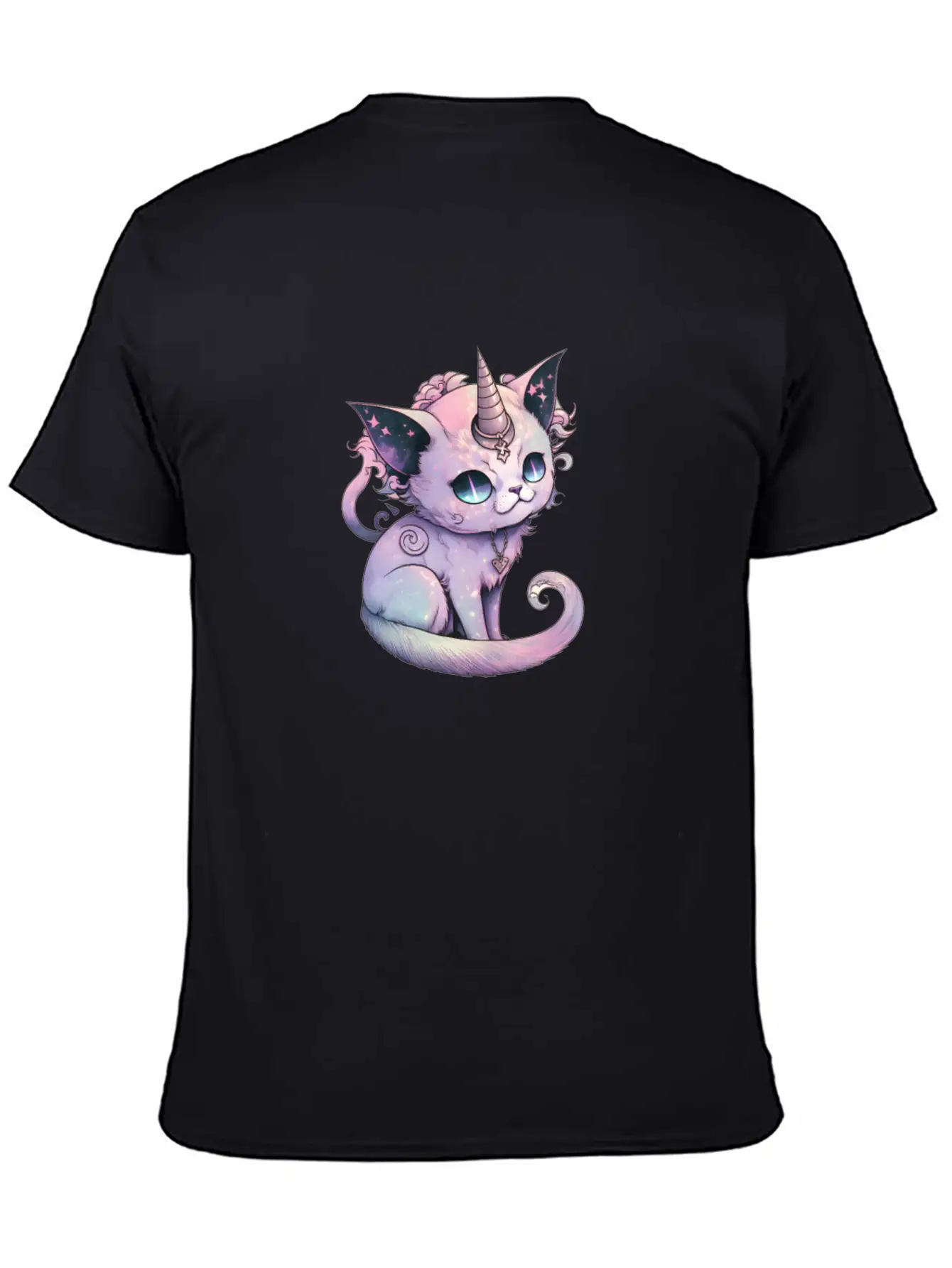 Pastel Goth Demon Caticorn Illustration Stylish Everyday T-Shirt – Unisex Basic Cotton Tee