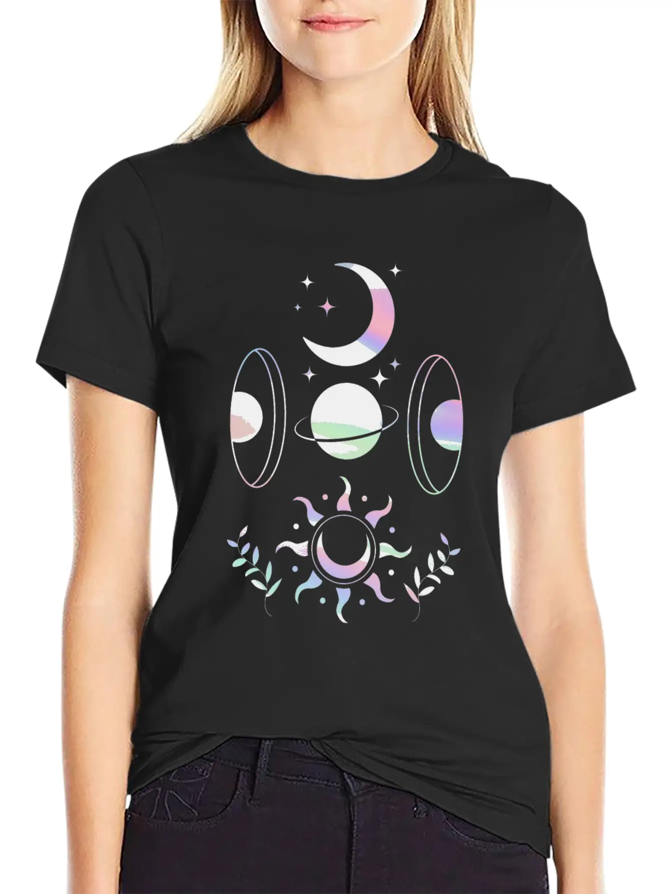 Pastel Goth Moon Spiritual Stars Timeless Short Sleeve Tee – Comfy And Minimalist Design