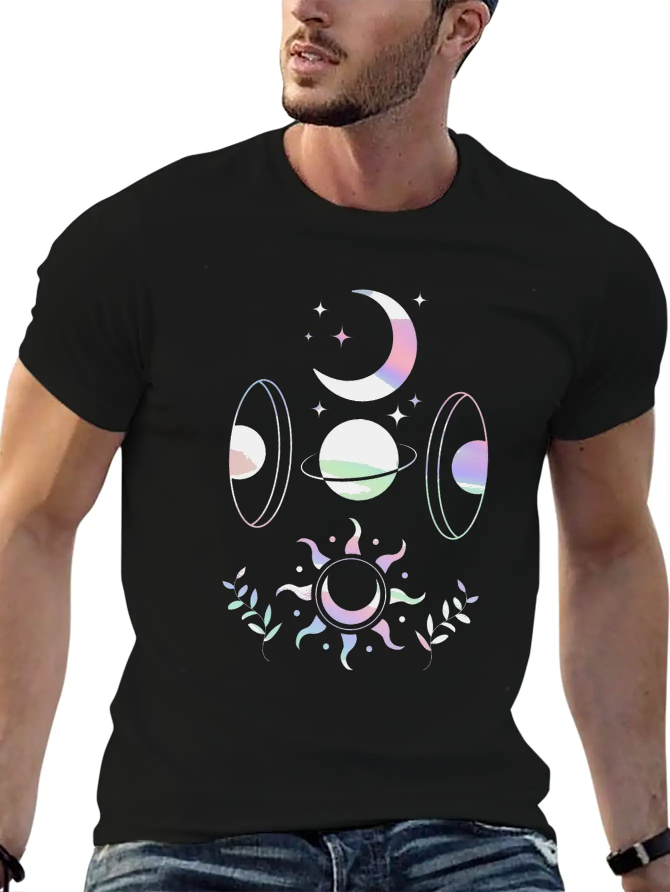 Pastel Goth Moon Spiritual Stars Timeless Short Sleeve Tee – Comfy And Minimalist Design