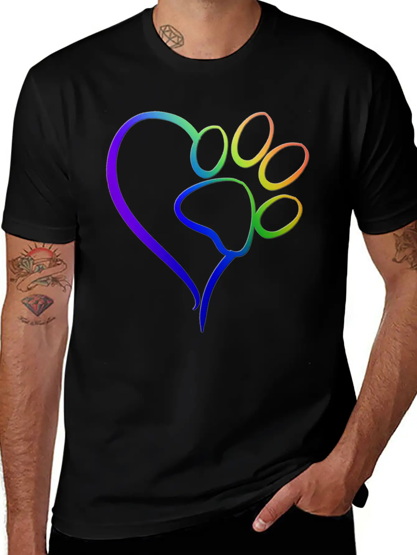 Paw Print On My Heart Rainbow Bridge Essential Unisex Summer Tee – Soft Cotton Casual Fit