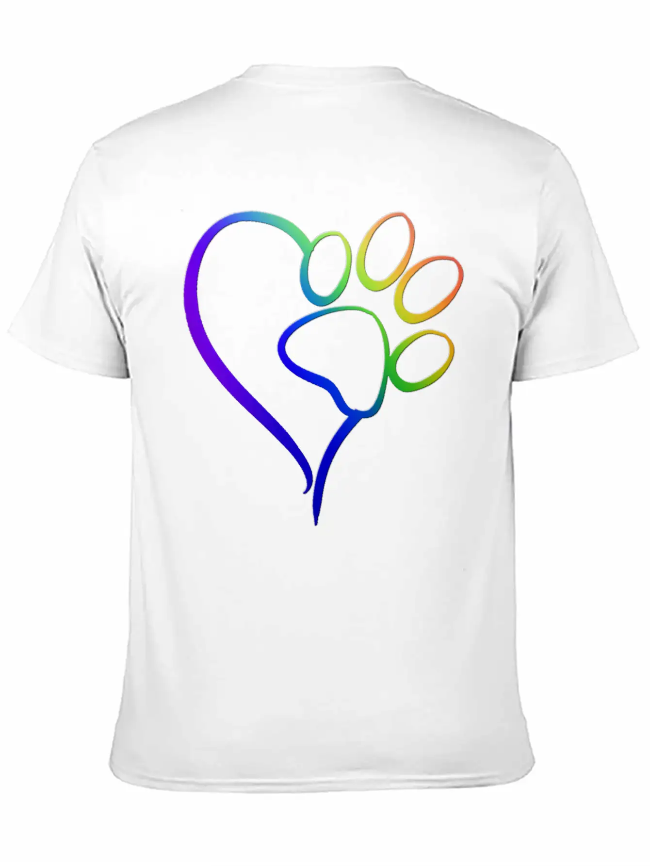 Paw Print On My Heart Rainbow Bridge Essential Unisex Summer Tee – Soft Cotton Casual Fit