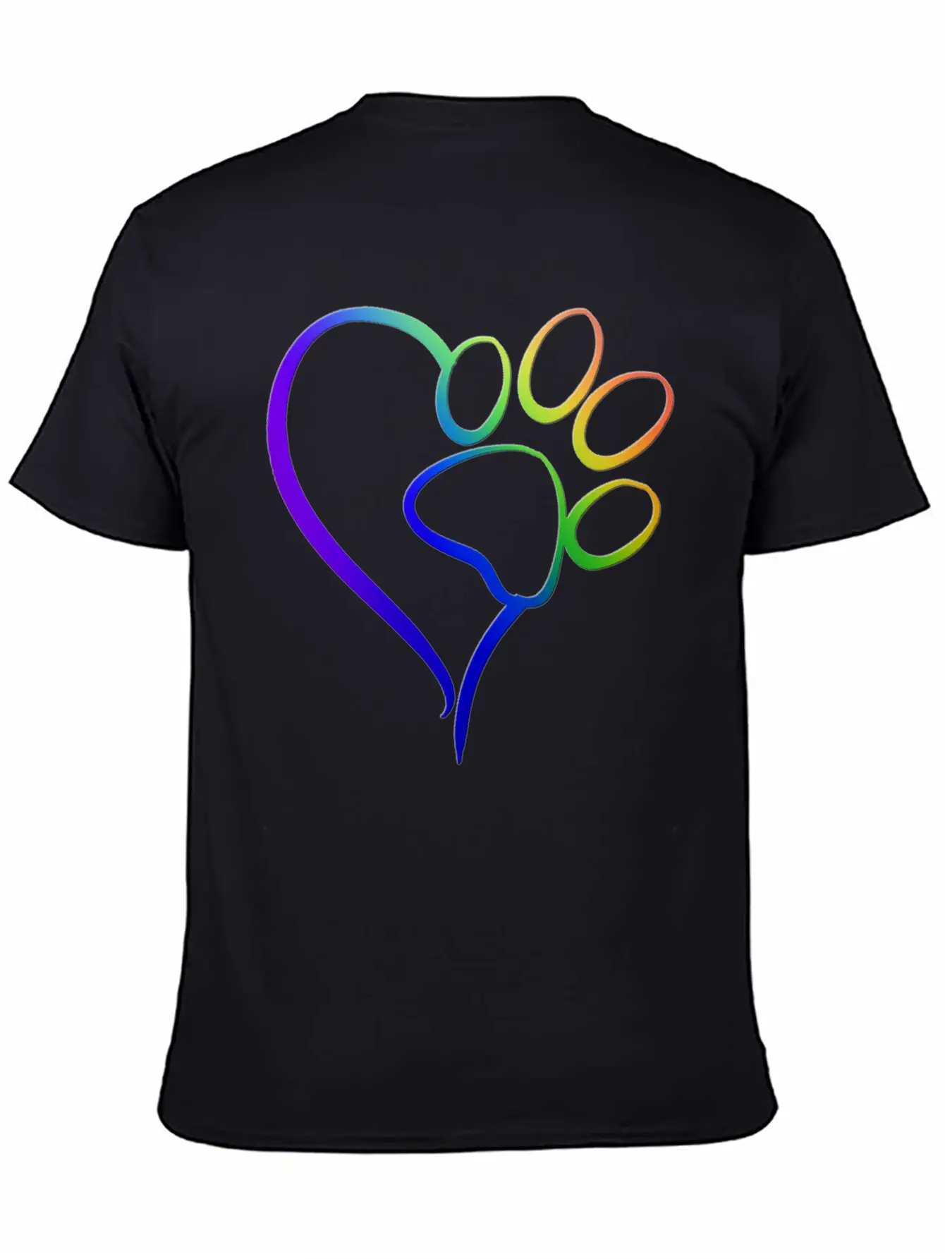 Paw Print On My Heart Rainbow Bridge Essential Unisex Summer Tee – Soft Cotton Casual Fit