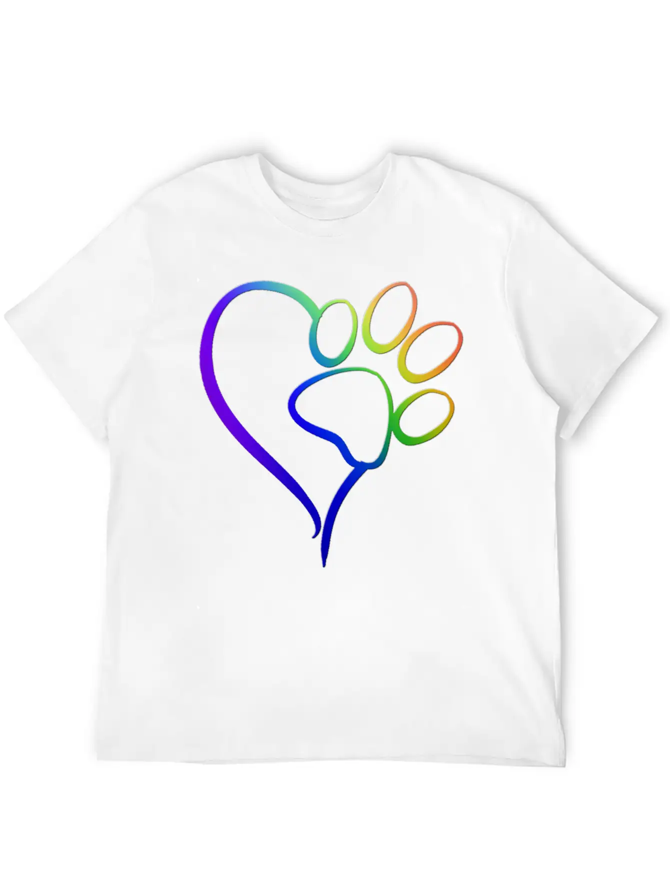Paw Print On My Heart Rainbow Bridge Essential Unisex Summer Tee – Soft Cotton Casual Fit