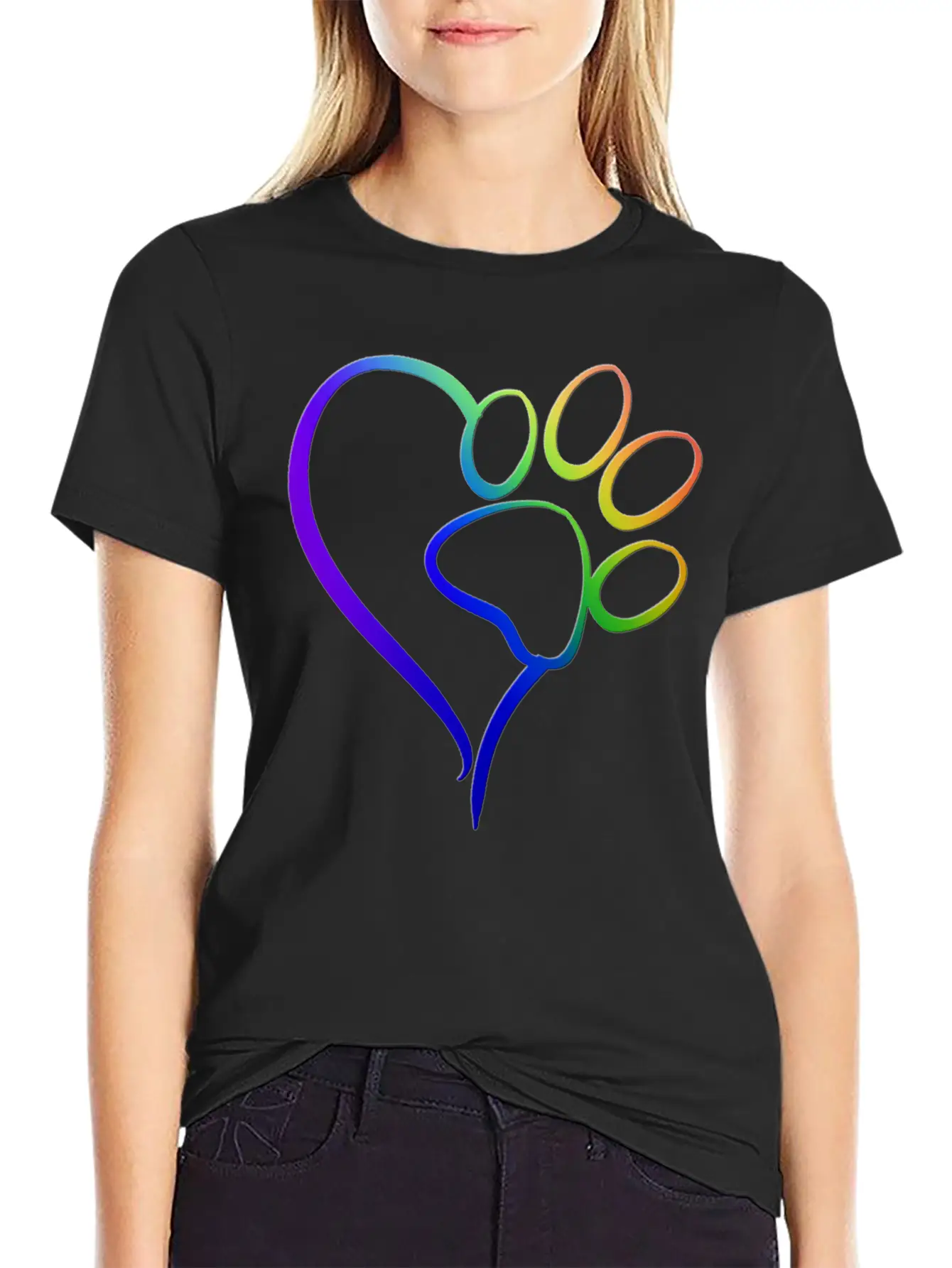 Paw Print On My Heart Rainbow Bridge Essential Unisex Summer Tee – Soft Cotton Casual Fit