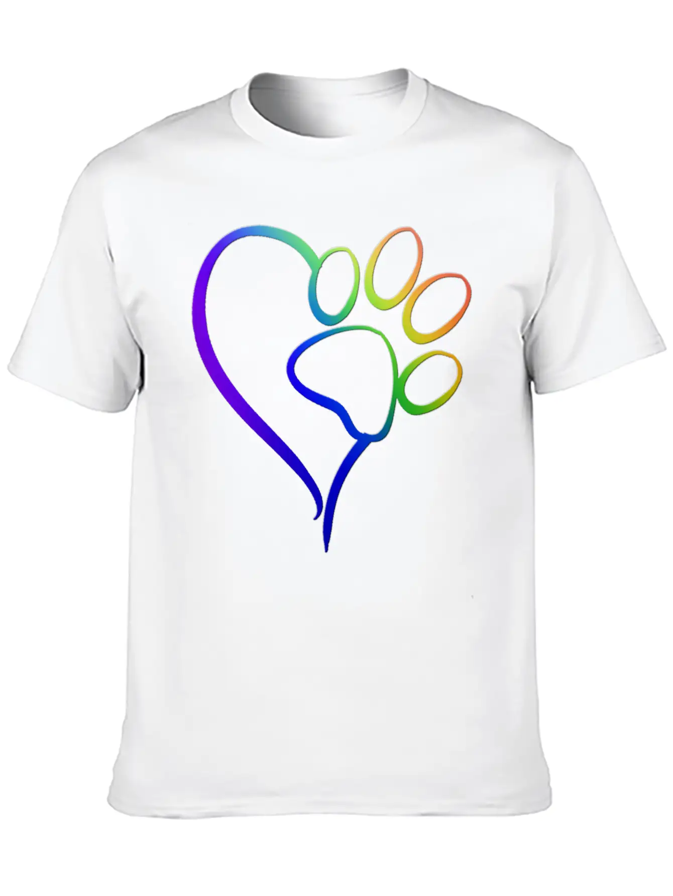 Paw Print On My Heart Rainbow Bridge Essential Unisex Summer Tee – Soft Cotton Casual Fit