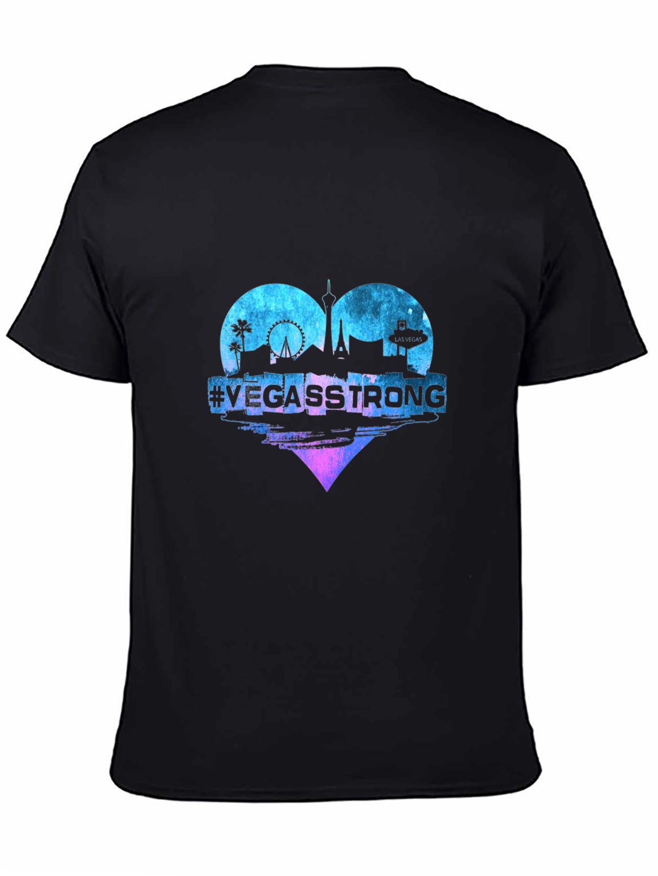 Vegas Strong Heart Graphic Tee - Unisex Black T-Shirt