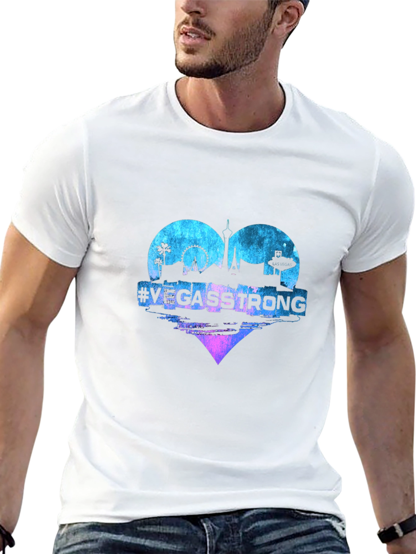 Vegas Strong Heart Graphic Tee - Unisex Black T-Shirt