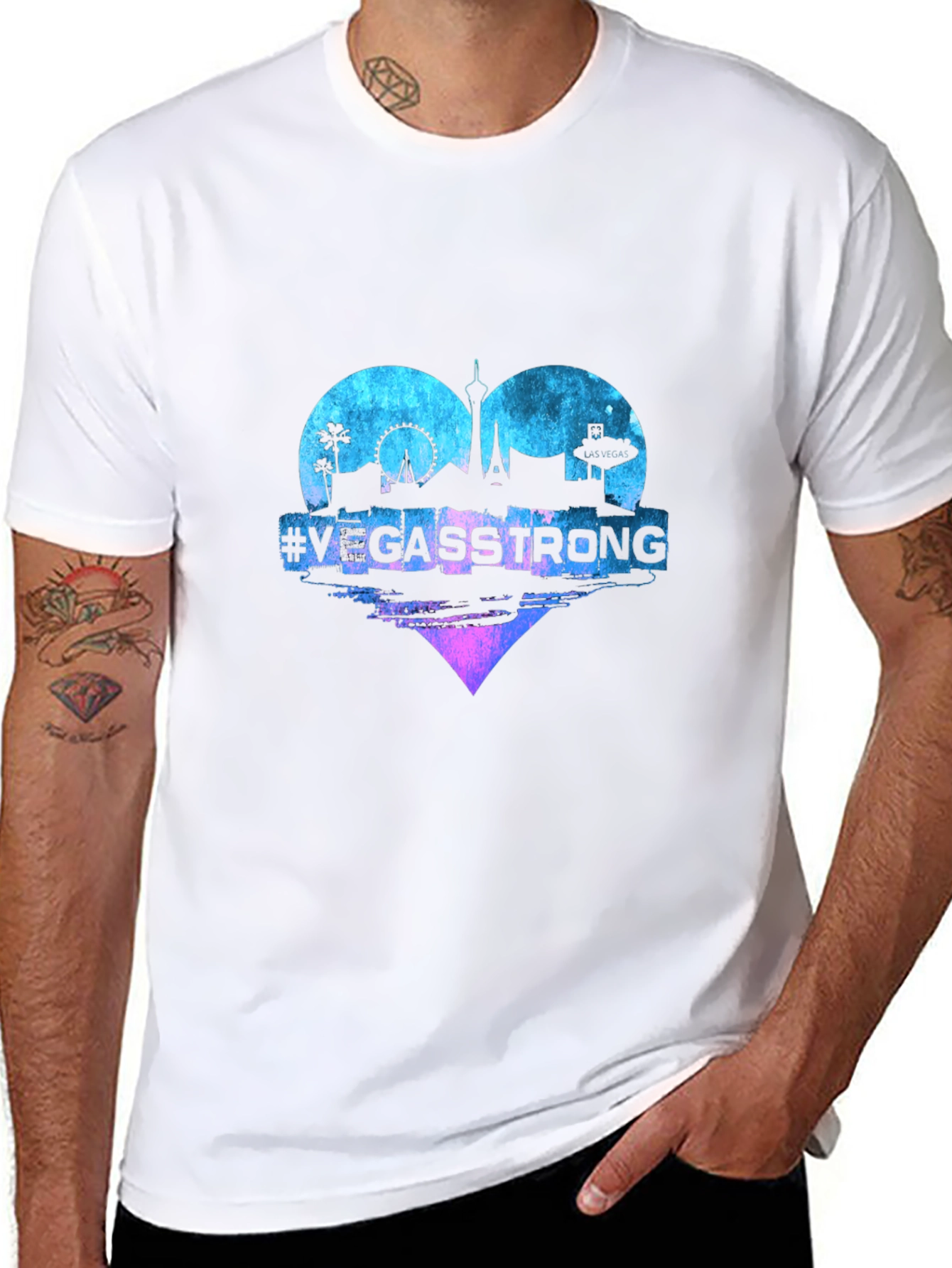 Vegas Strong Heart Graphic Tee - Unisex Black T-Shirt