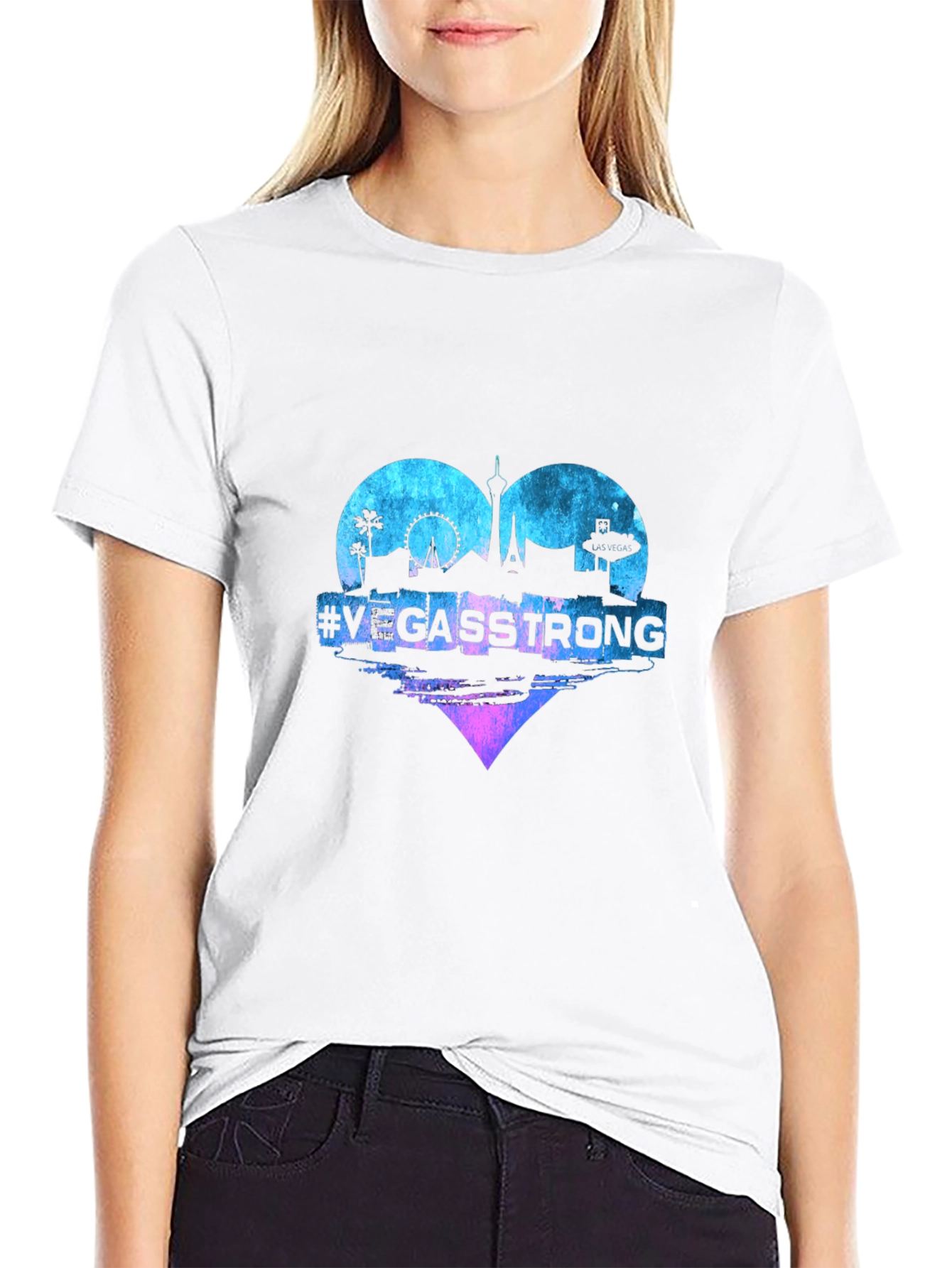 Vegas Strong Heart Graphic Tee - Unisex Black T-Shirt