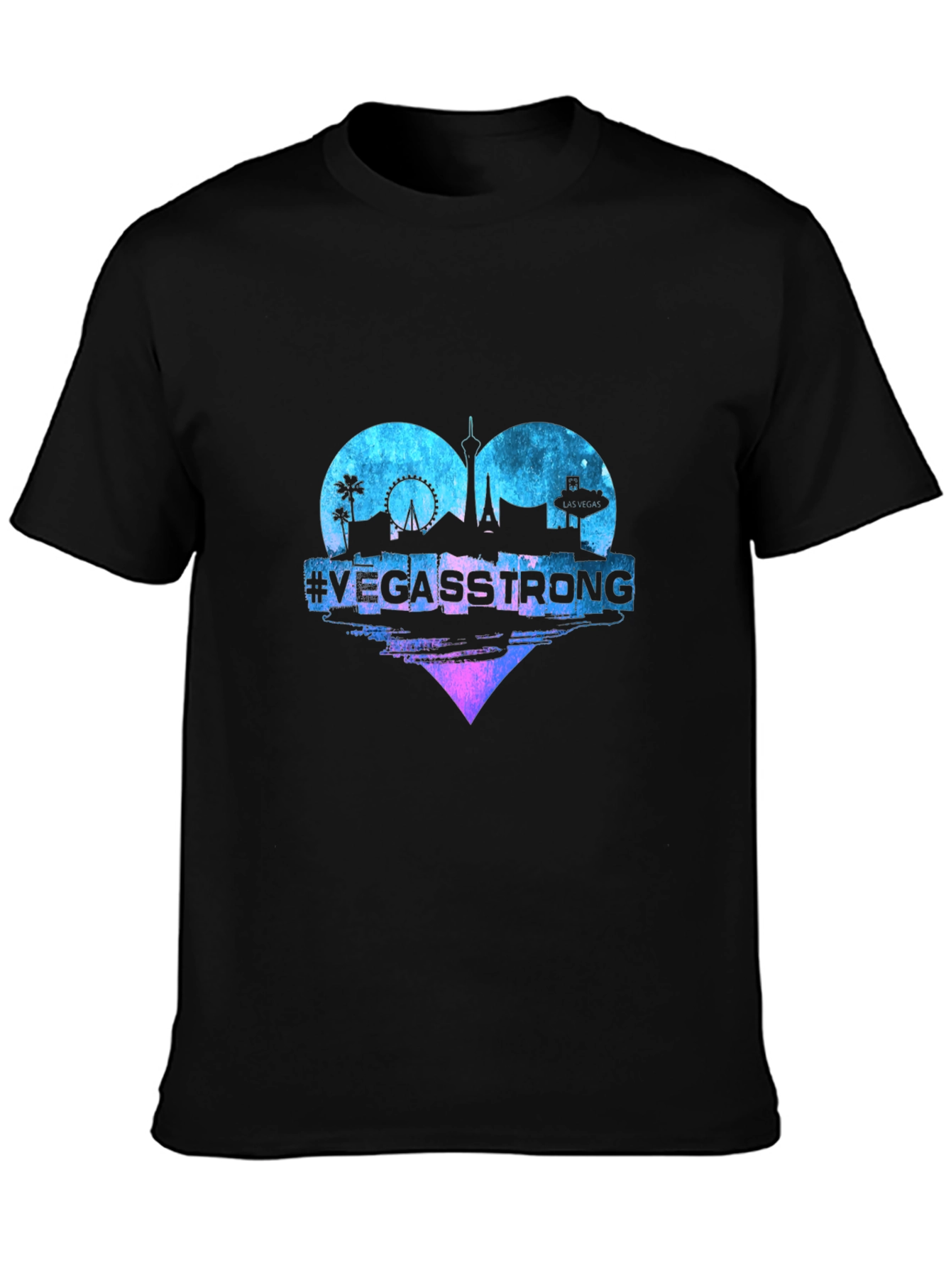 Vegas Strong Heart Graphic Tee - Unisex Black T-Shirt