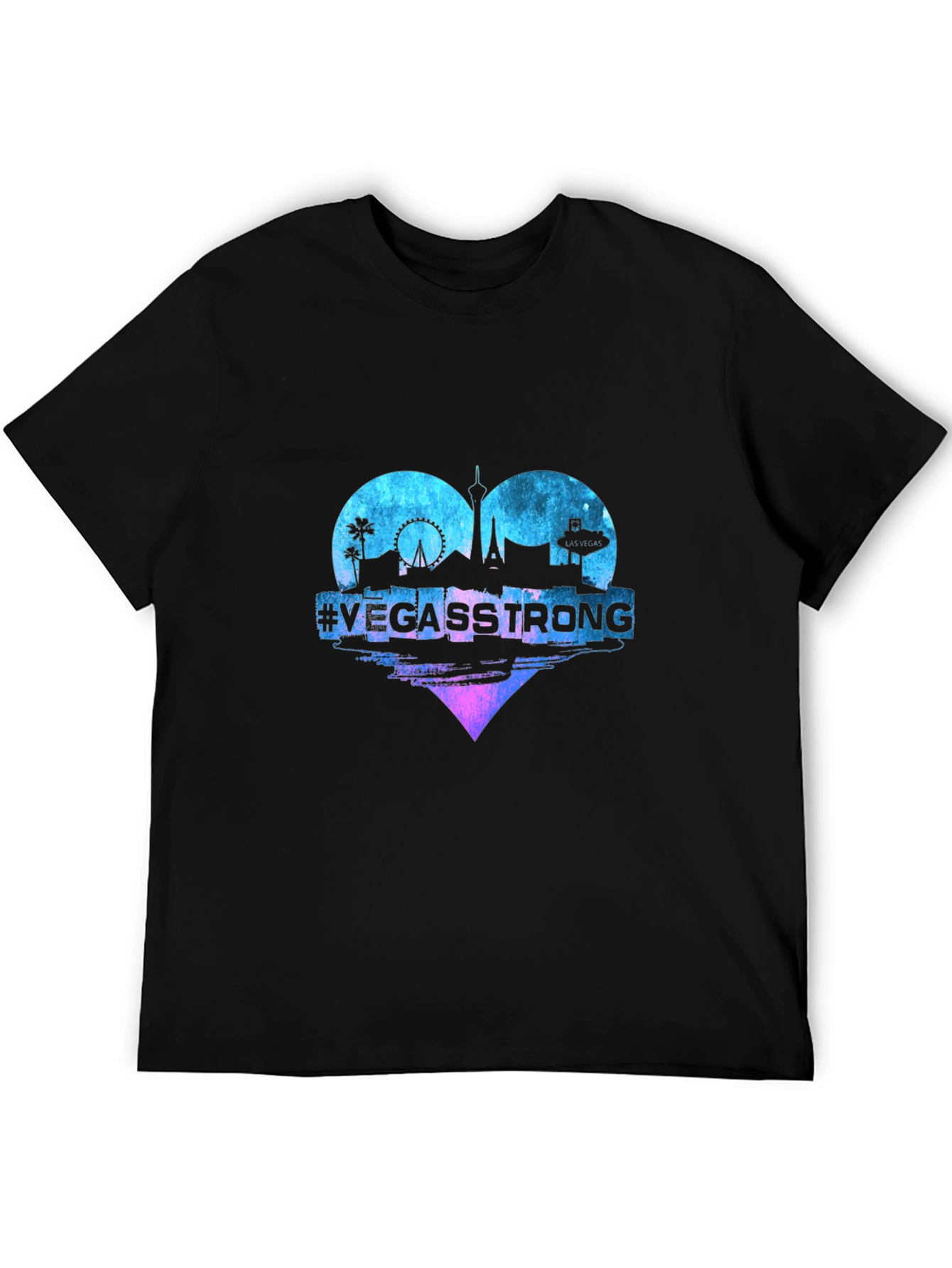 Vegas Strong Heart Graphic Tee - Unisex Black T-Shirt