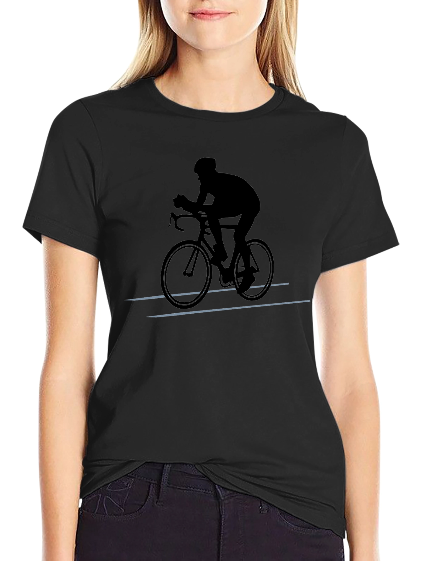 Cyclist Silhouette Graphic T-Shirt - Black