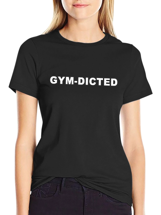 Gym-Dicted Black Graphic T-Shirt