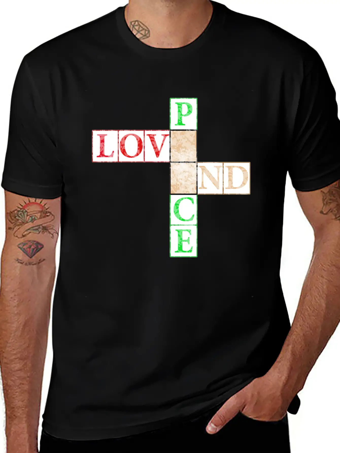 Peace And Love Crossword Timeless Short Sleeve Tee – Comfy And Minimalist Design