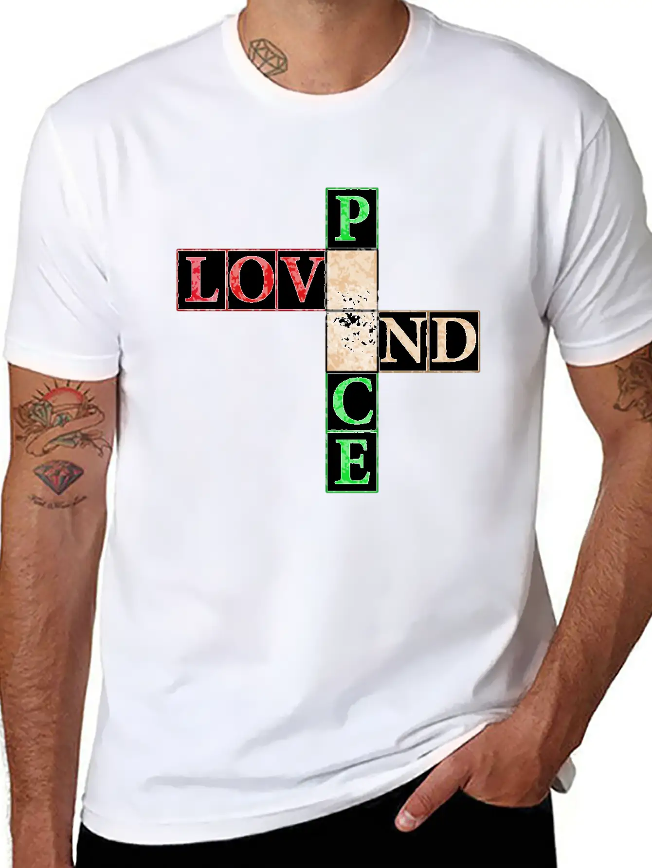 Peace And Love Crossword Timeless Short Sleeve Tee – Comfy And Minimalist Design