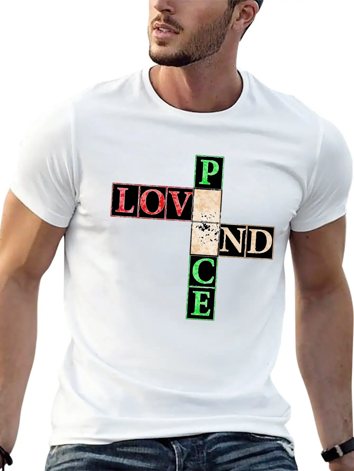 Peace And Love Crossword Timeless Short Sleeve Tee – Comfy And Minimalist Design
