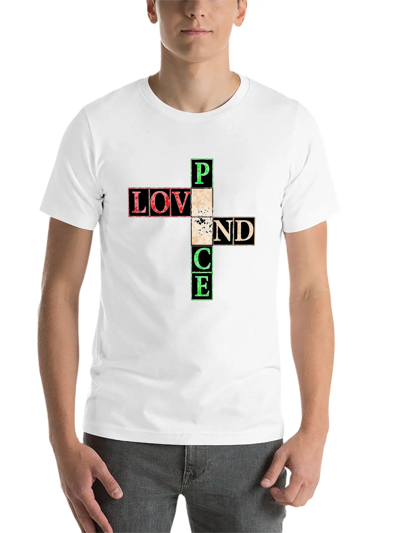 Peace And Love Crossword Timeless Short Sleeve Tee – Comfy And Minimalist Design
