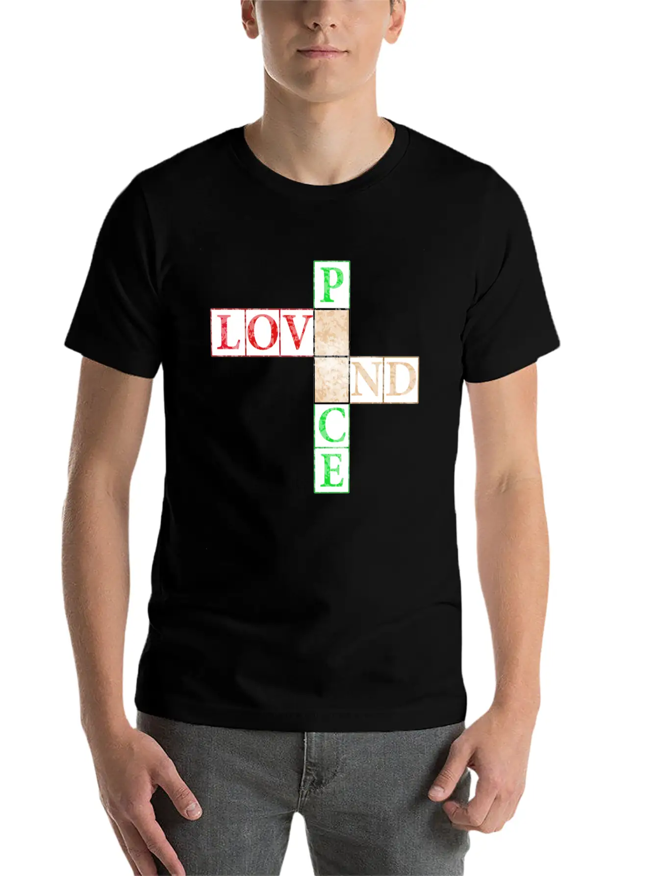 Peace And Love Crossword Timeless Short Sleeve Tee – Comfy And Minimalist Design