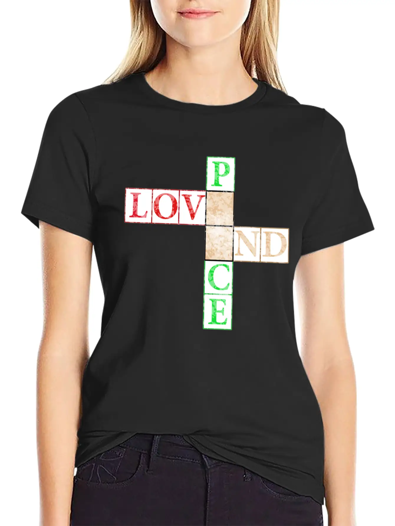 Peace And Love Crossword Timeless Short Sleeve Tee – Comfy And Minimalist Design