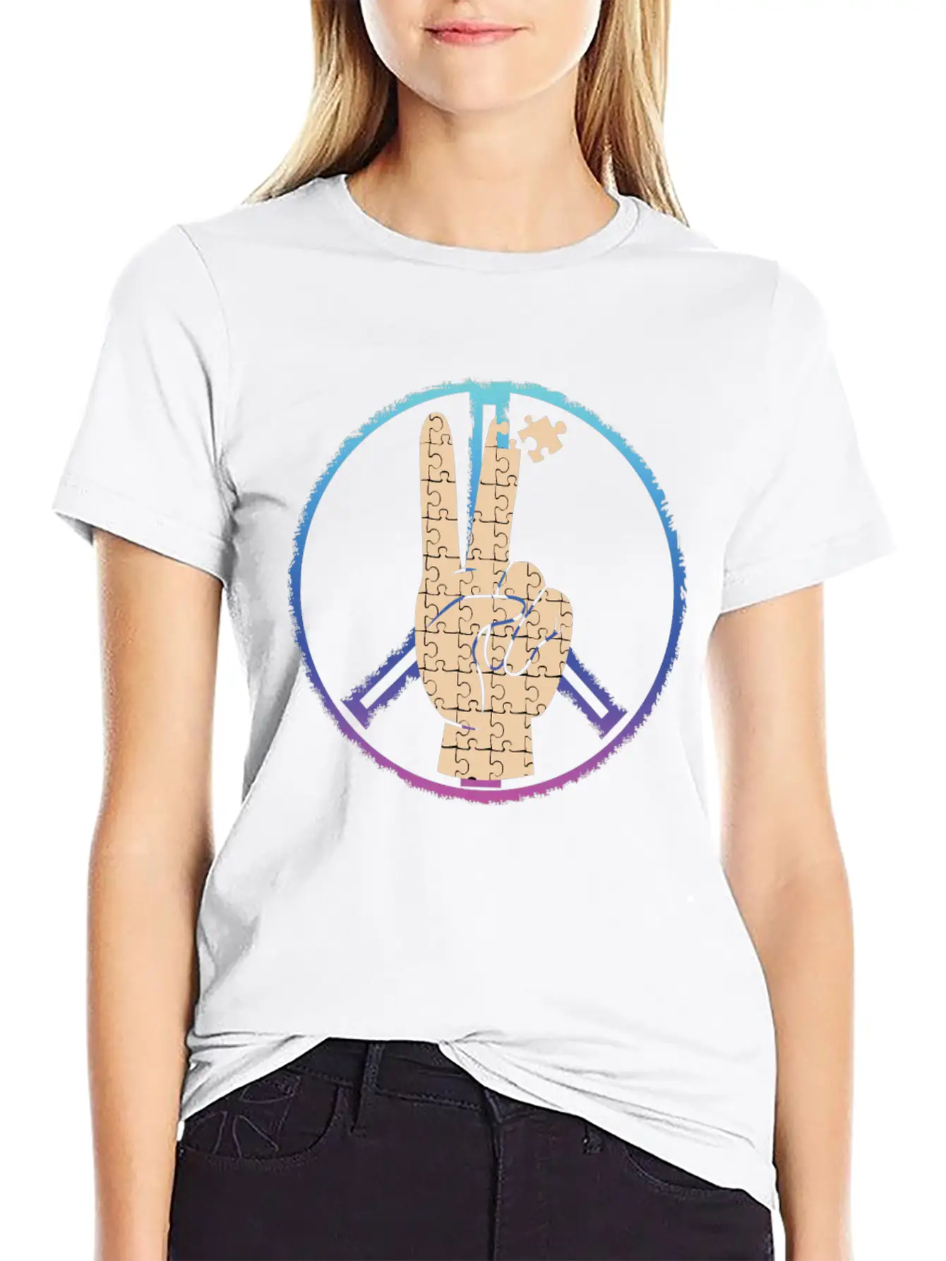 Peace By Piece Comfortable Minimalist Graphic Tee – Summer Style Essential