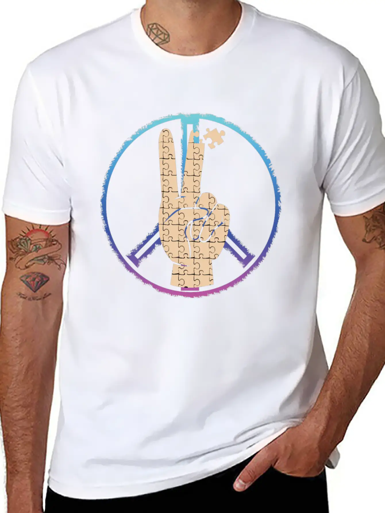 Peace By Piece Comfortable Minimalist Graphic Tee – Summer Style Essential