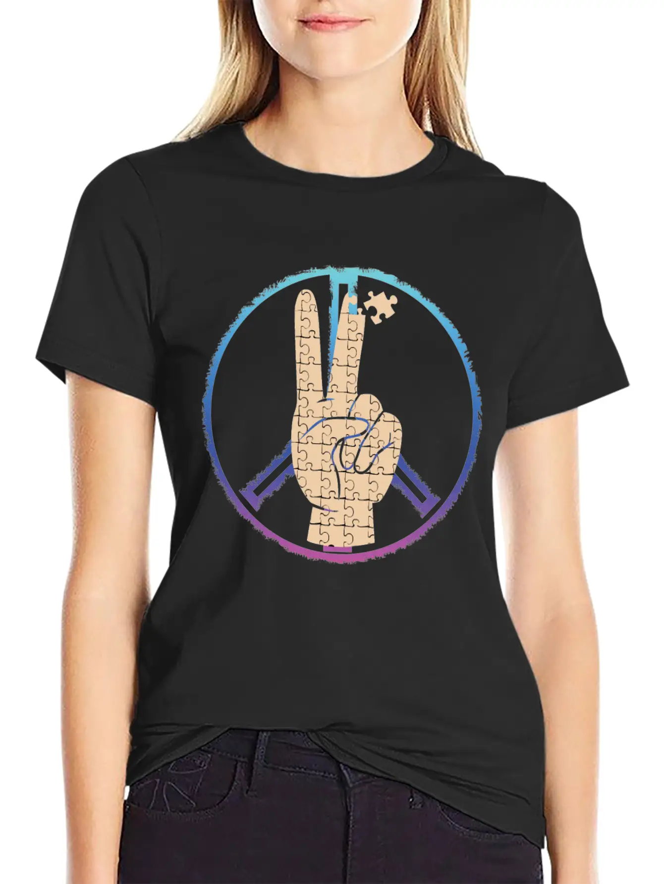 Peace By Piece Comfortable Minimalist Graphic Tee – Summer Style Essential