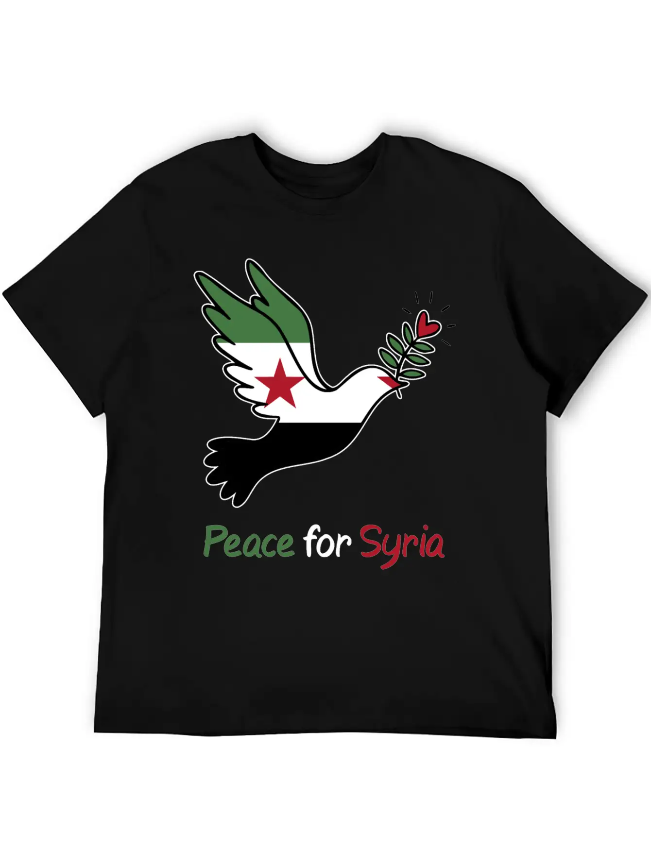 Peace For Syria: Dove Of Peace And Freedom Flag Stylish Everyday T-Shirt – Unisex Basic Cotton Tee