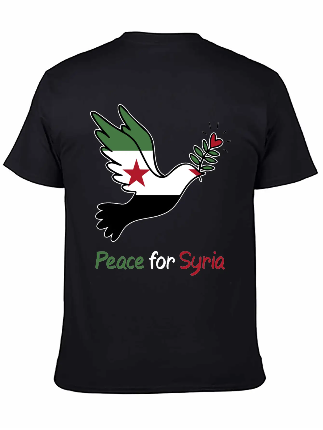 Peace For Syria: Dove Of Peace And Freedom Flag Stylish Everyday T-Shirt – Unisex Basic Cotton Tee