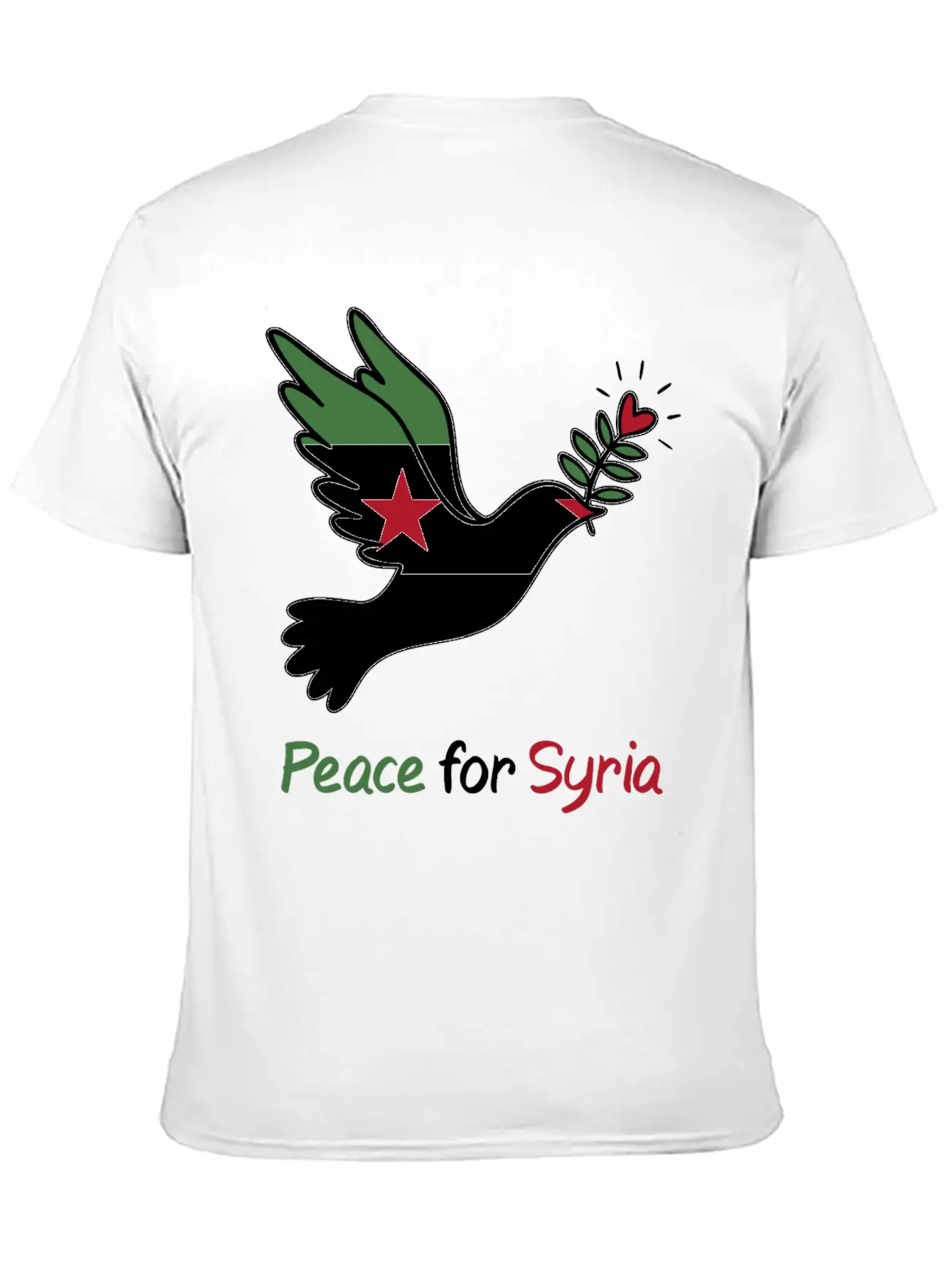 Peace For Syria: Dove Of Peace And Freedom Flag Stylish Everyday T-Shirt – Unisex Basic Cotton Tee