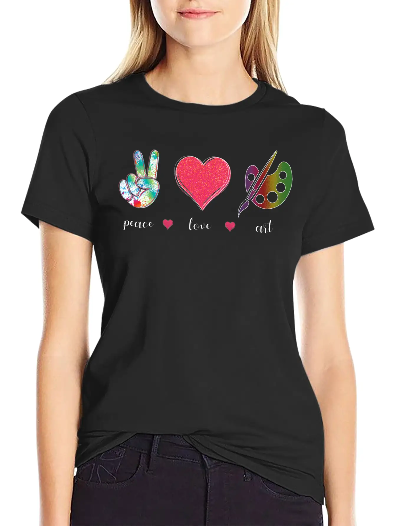 Peace Love Art Cute Creative Artist Art Teachers Timeless Short Sleeve Tee – Comfy And Minimalist Design