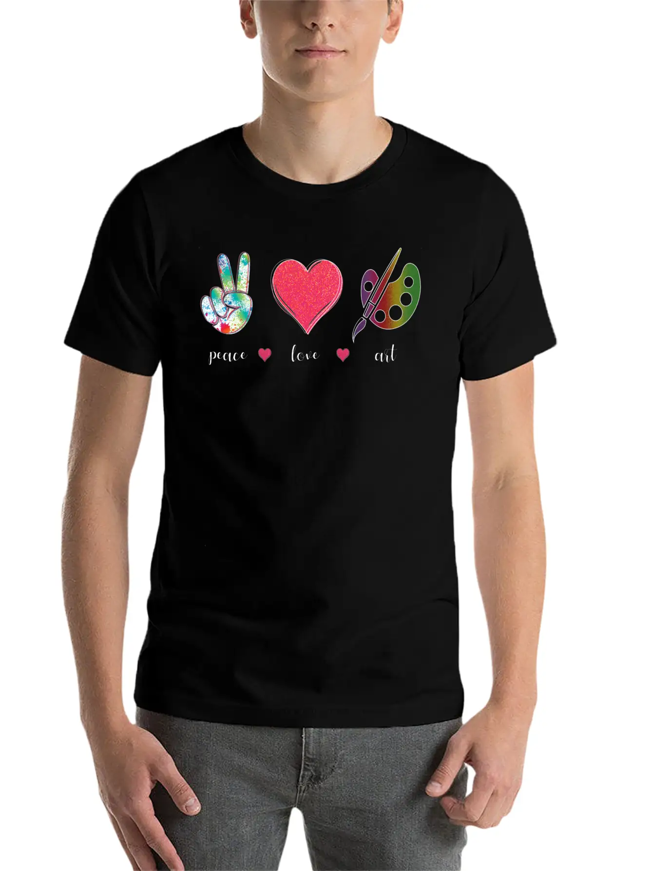 Peace Love Art Cute Creative Artist Art Teachers Timeless Short Sleeve Tee – Comfy And Minimalist Design
