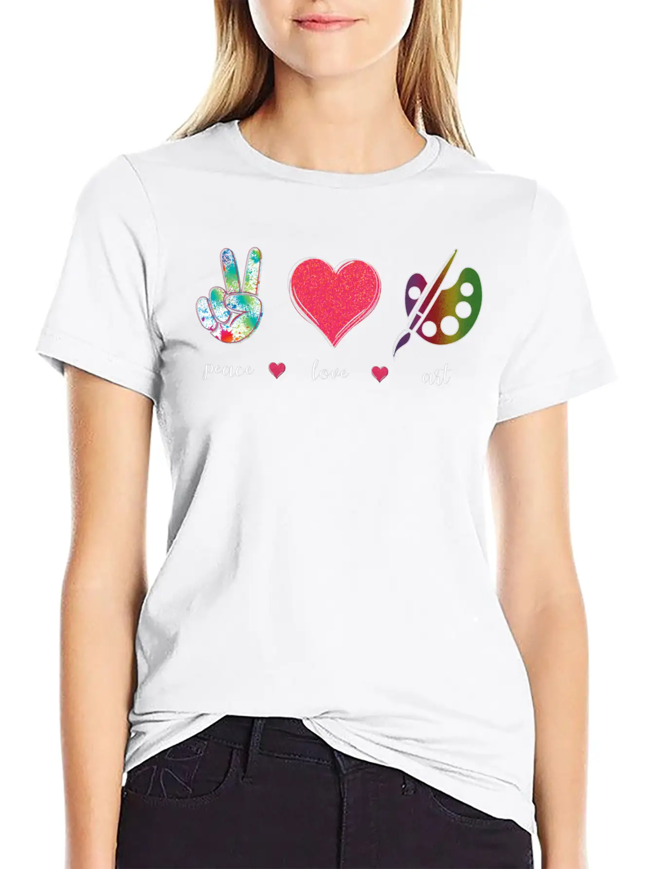 Peace Love Art Cute Creative Artist Art Teachers Timeless Short Sleeve Tee – Comfy And Minimalist Design