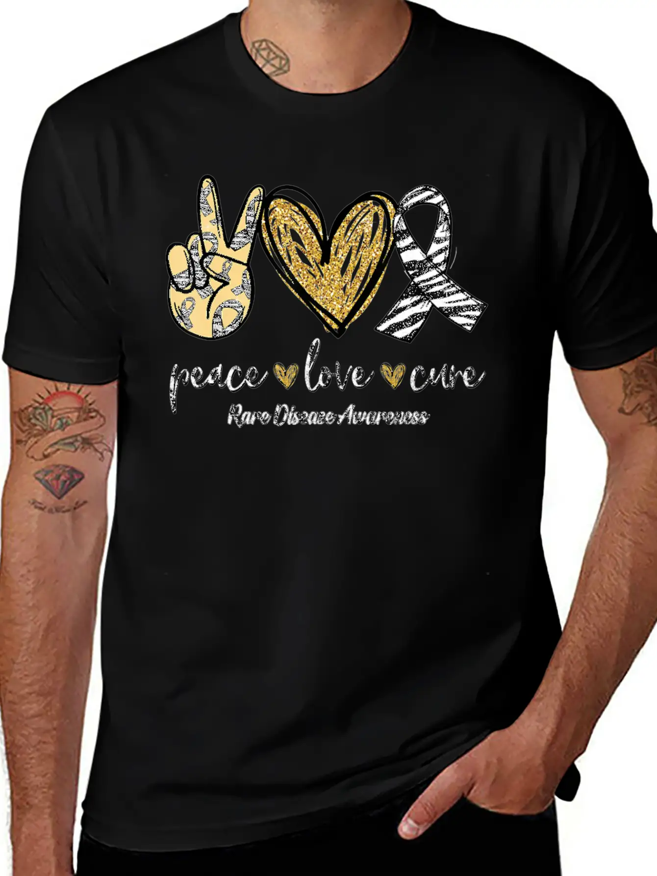 Peace Love Cure Rare Disease Awareness T-Shirt Essential Unisex Summer Tee – Soft Cotton Casual Fit