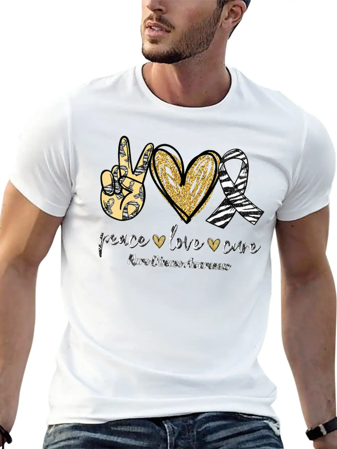 Peace Love Cure Rare Disease Awareness T-Shirt Essential Unisex Summer Tee – Soft Cotton Casual Fit