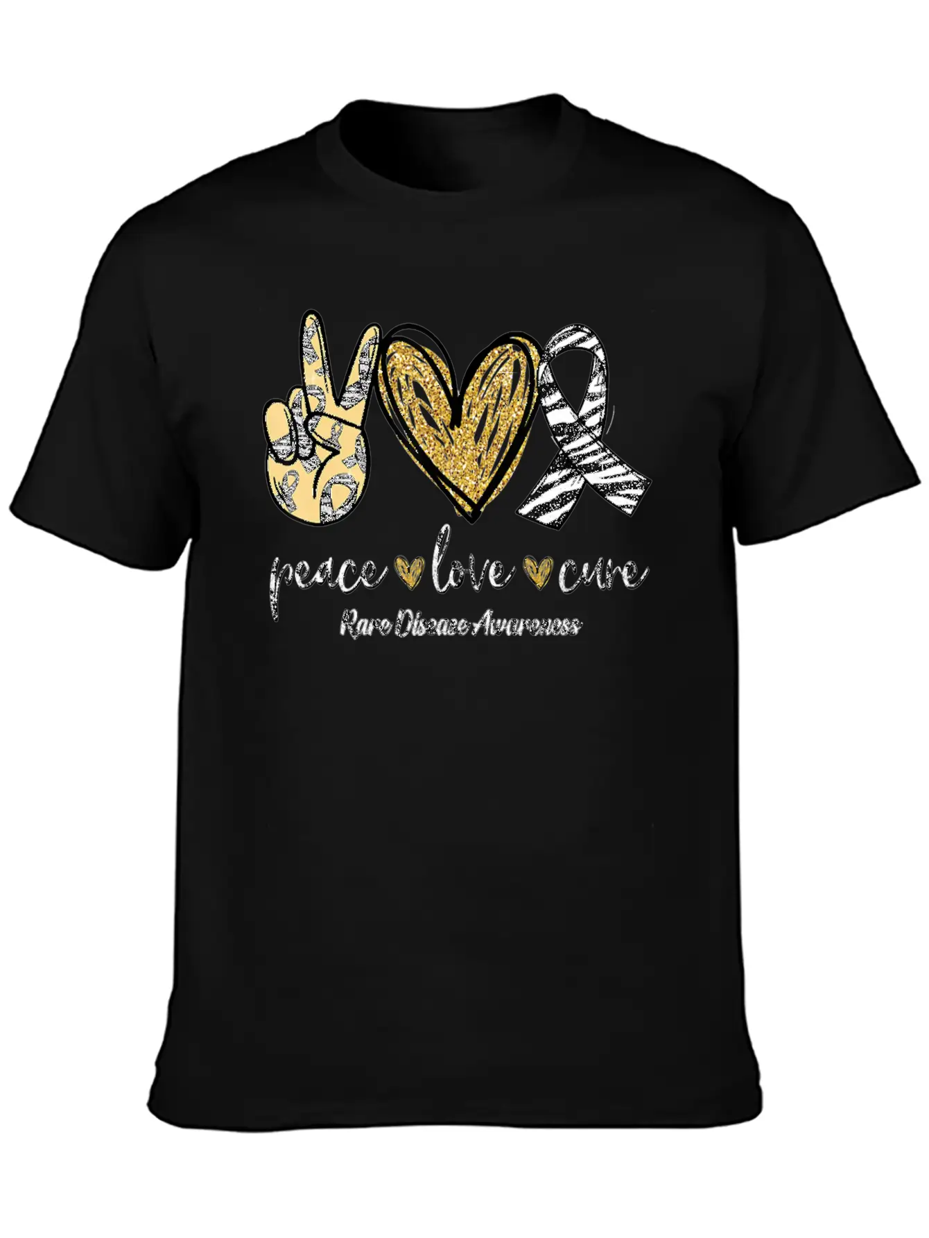 Peace Love Cure Rare Disease Awareness T-Shirt Essential Unisex Summer Tee – Soft Cotton Casual Fit