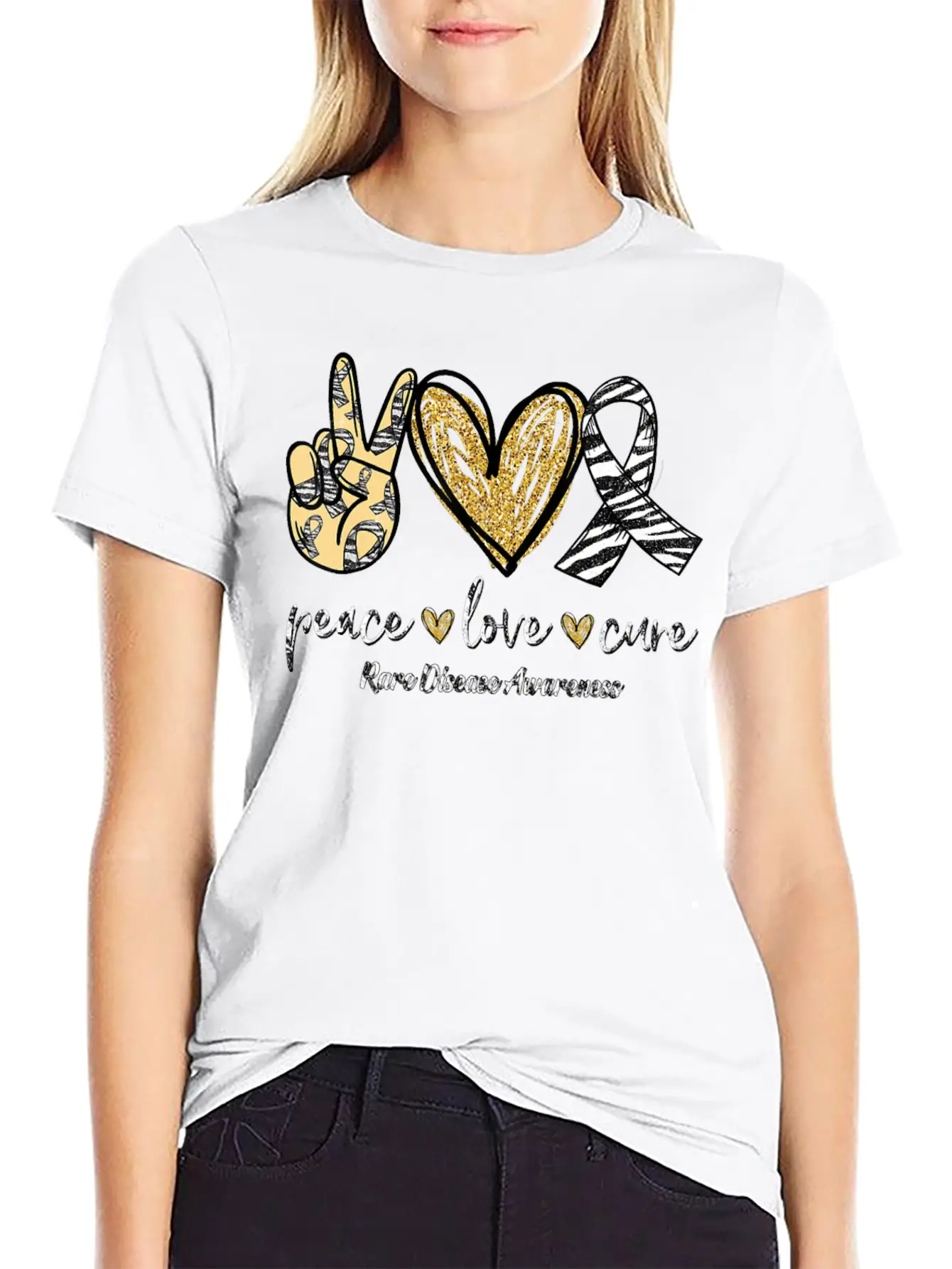 Peace Love Cure Rare Disease Awareness T-Shirt Essential Unisex Summer Tee – Soft Cotton Casual Fit
