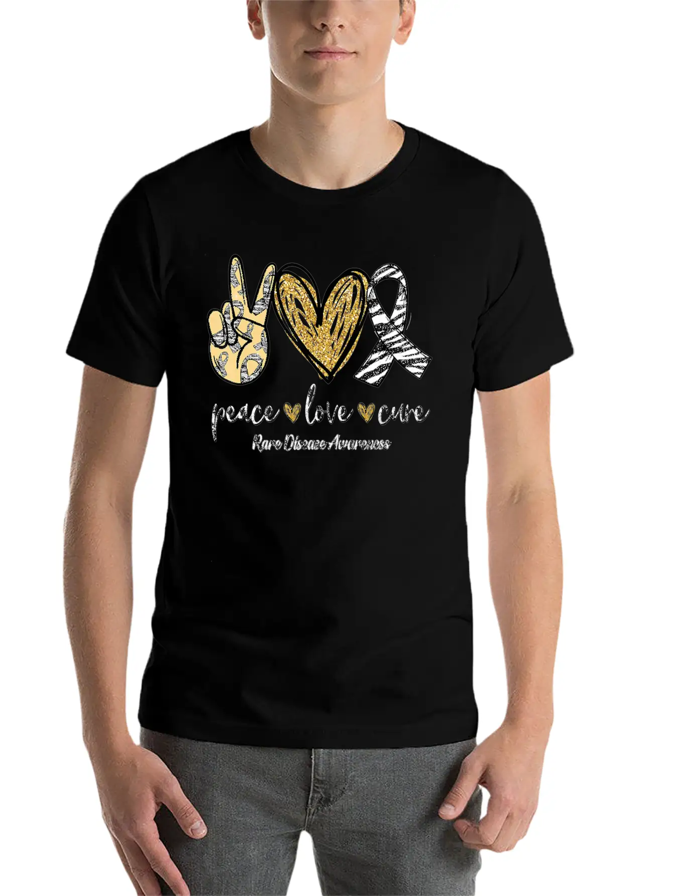 Peace Love Cure Rare Disease Awareness T-Shirt Essential Unisex Summer Tee – Soft Cotton Casual Fit