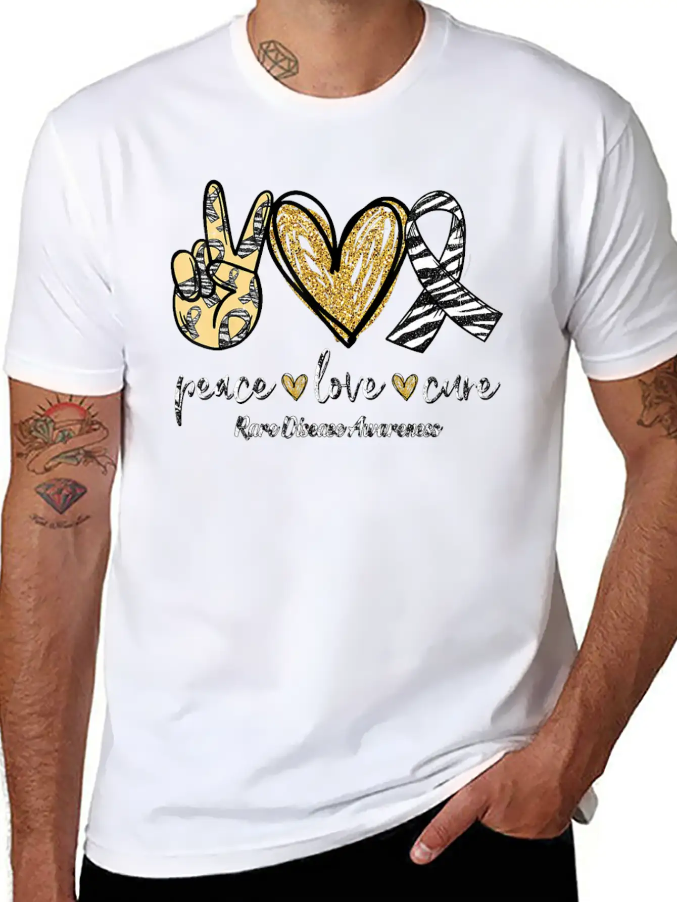 Peace Love Cure Rare Disease Awareness T-Shirt Essential Unisex Summer Tee – Soft Cotton Casual Fit