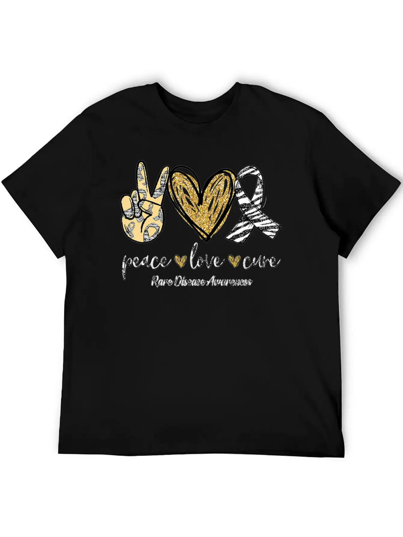 Peace Love Cure Rare Disease Awareness T-Shirt Essential Unisex Summer Tee – Soft Cotton Casual Fit