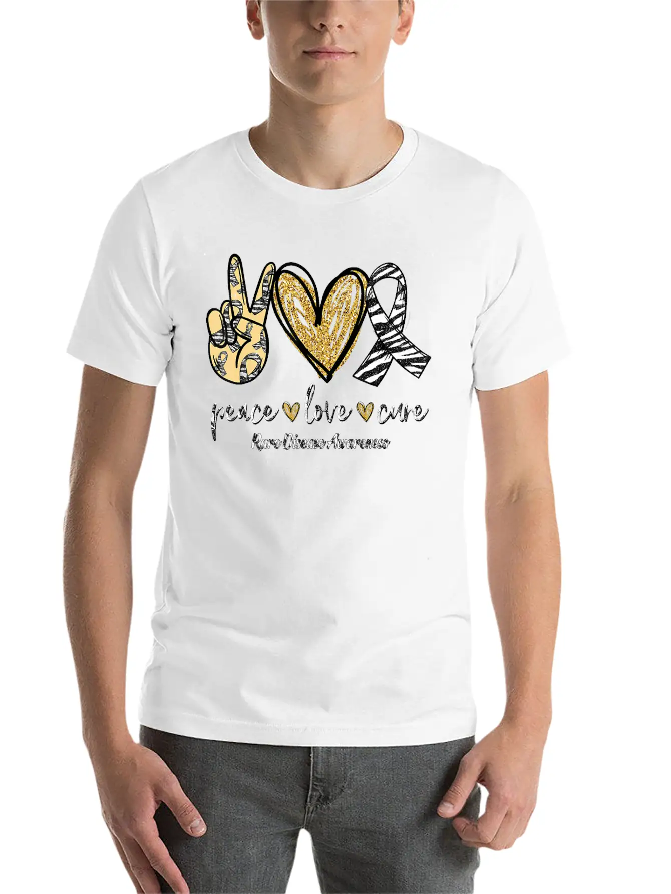 Peace Love Cure Rare Disease Awareness T-Shirt Essential Unisex Summer Tee – Soft Cotton Casual Fit