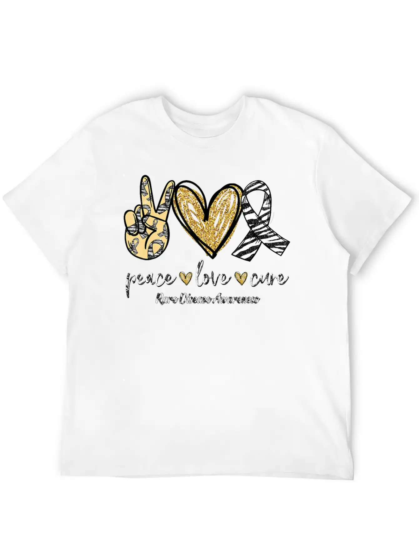 Peace Love Cure Rare Disease Awareness T-Shirt Essential Unisex Summer Tee – Soft Cotton Casual Fit