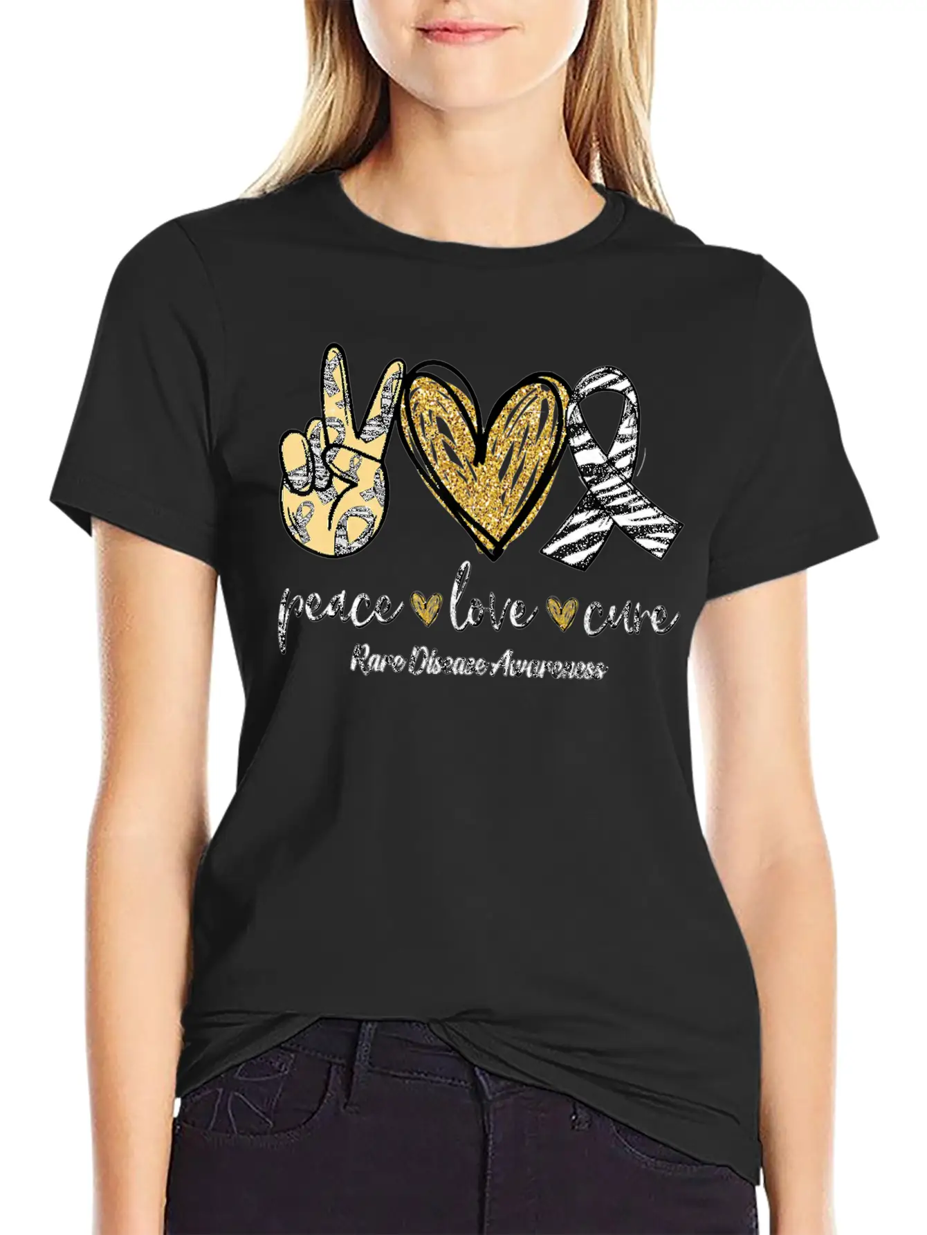Peace Love Cure Rare Disease Awareness T-Shirt Essential Unisex Summer Tee – Soft Cotton Casual Fit