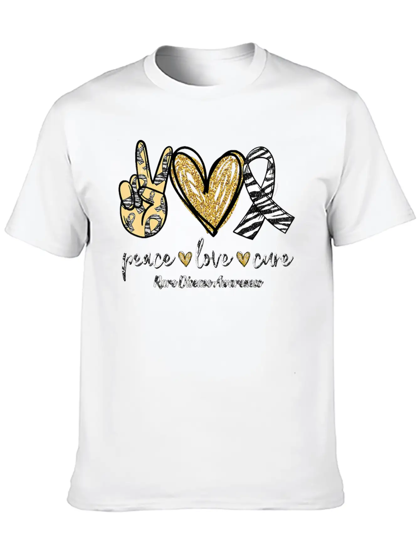 Peace Love Cure Rare Disease Awareness T-Shirt Essential Unisex Summer Tee – Soft Cotton Casual Fit