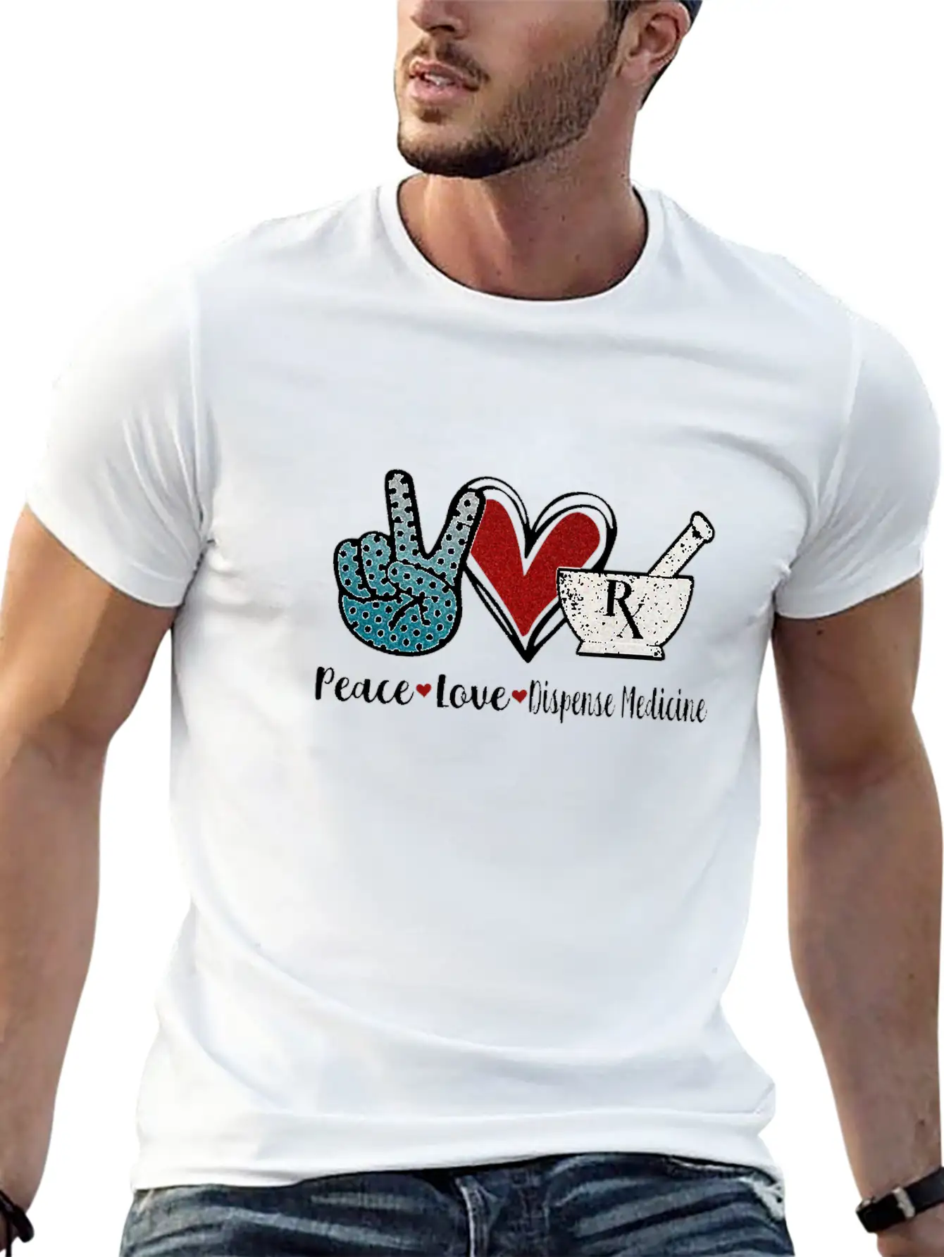 Peace Love Dispense Medicine RX Pharmacist Basic Graphic T-Shirt – Daily Comfort In Soft Cotton