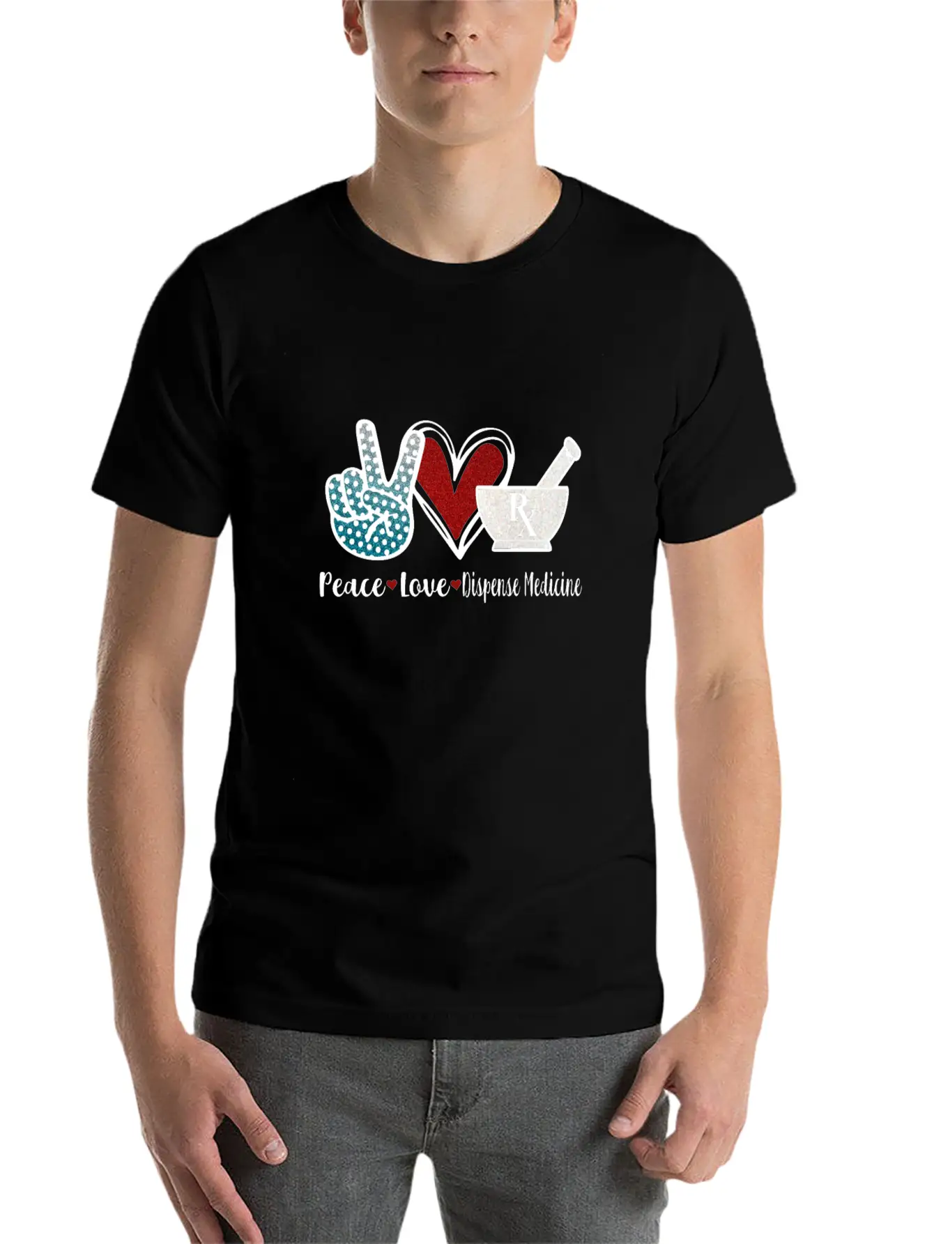 Peace Love Dispense Medicine RX Pharmacist Basic Graphic T-Shirt – Daily Comfort In Soft Cotton