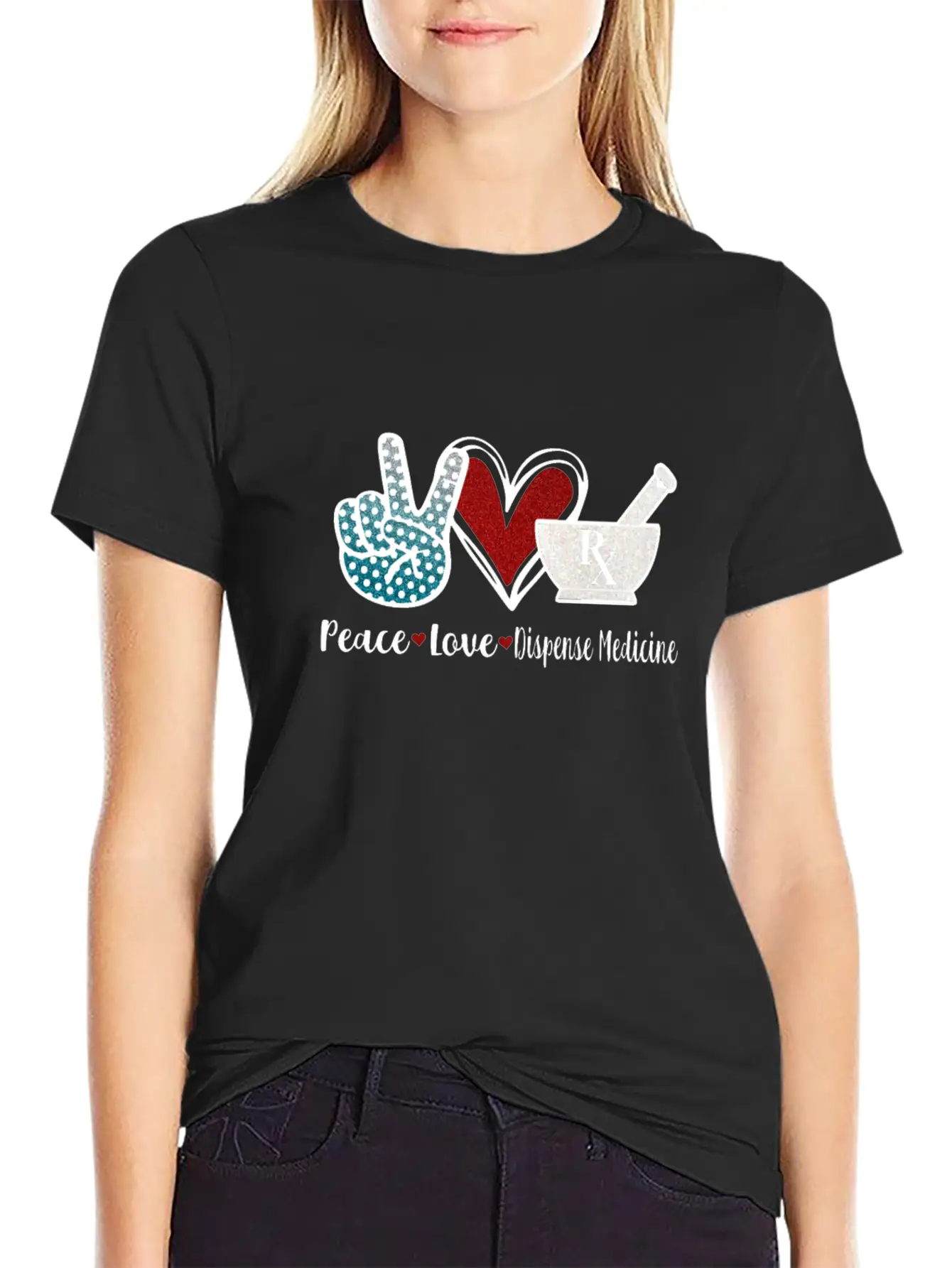 Peace Love Dispense Medicine RX Pharmacist Basic Graphic T-Shirt – Daily Comfort In Soft Cotton