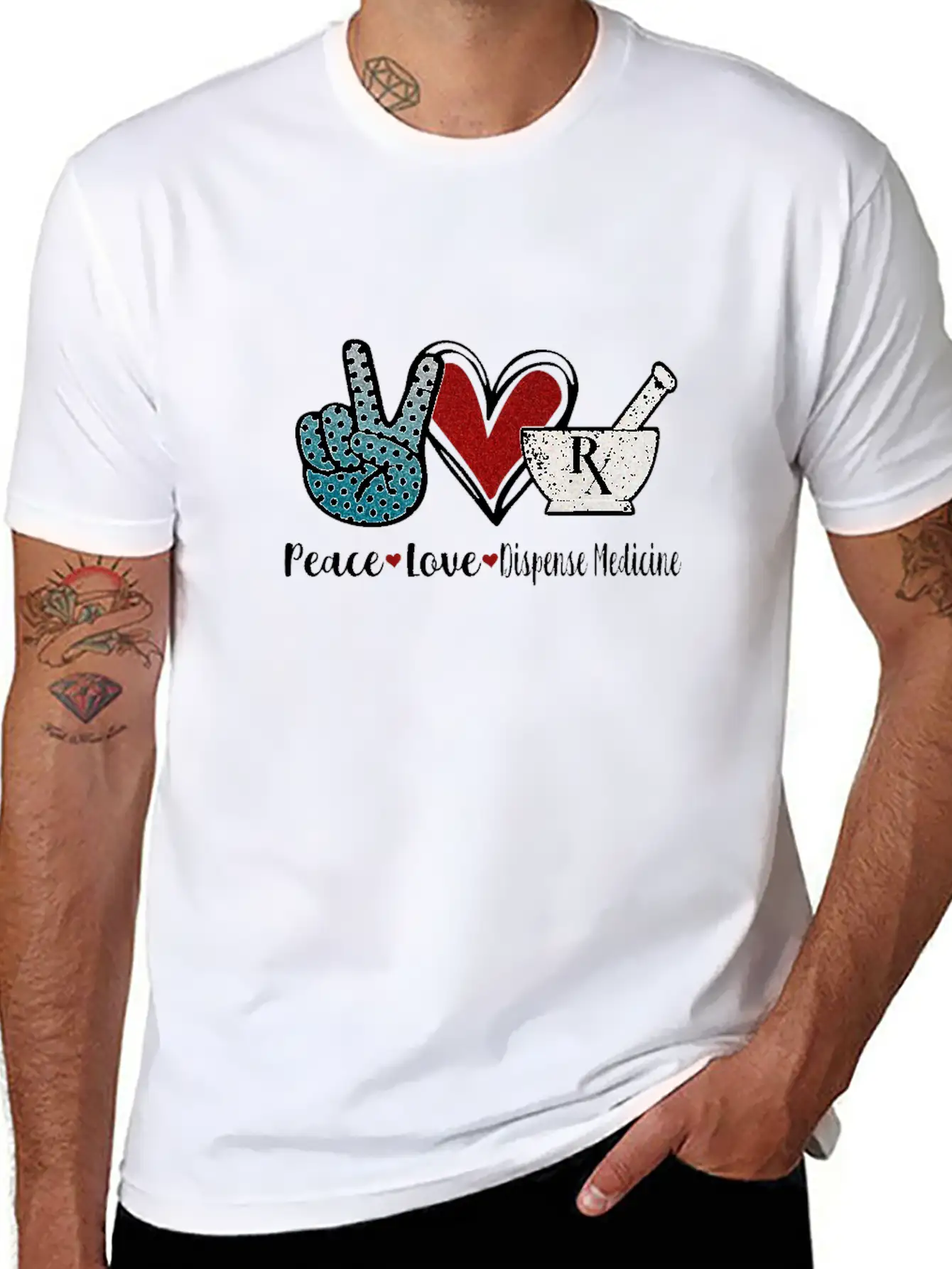 Peace Love Dispense Medicine RX Pharmacist Basic Graphic T-Shirt – Daily Comfort In Soft Cotton